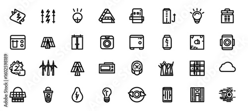 
Set of EnergyFonted energy and saving icons, Vector line icon set for web design or mobile app isolated on white background with clipping path.