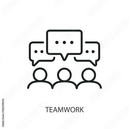 Teamwork thin line vector icons.