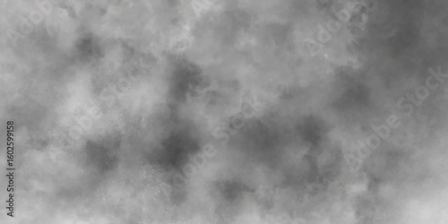 Abstract white and gray isolated cloud cumulus clouds. Gray aquarelle painted realistic fog or mist smoky textured canvas design. White and ash messy wall stucco texture background.	