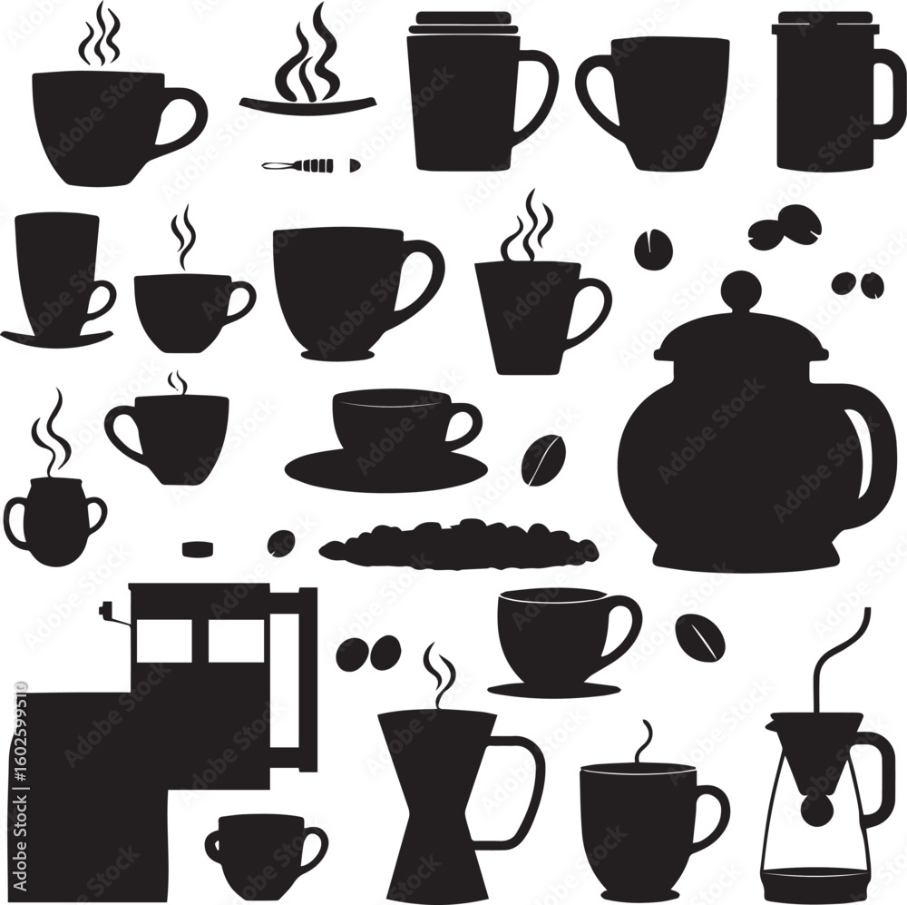 set of coffee cups 100% fully editable vector file. set of coffee cups 100% fully editable vector file.