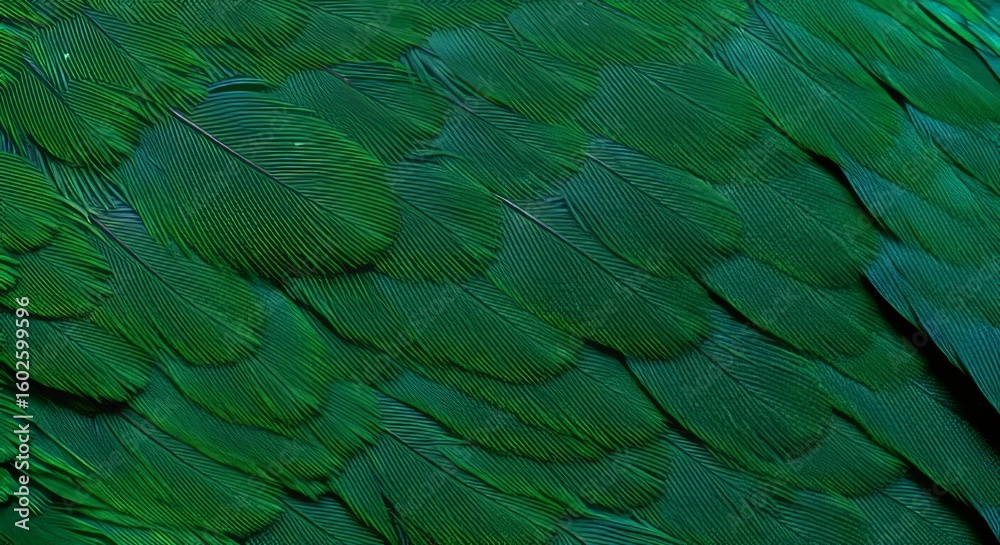 Obraz premium Macro close-up of iridescent green and blue feathers