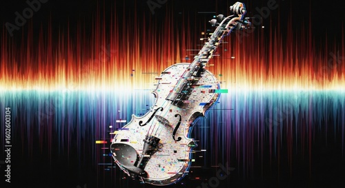 Violin with soundwave visualization digital art