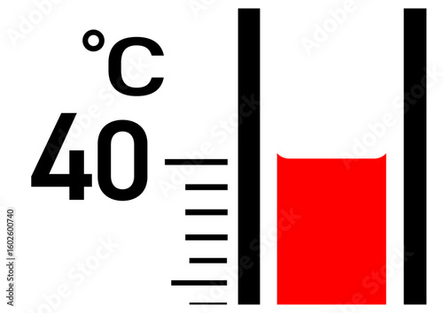 40℃を示す温度計のイラスト