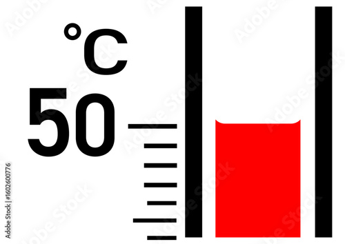 50℃を示す温度計のイラスト