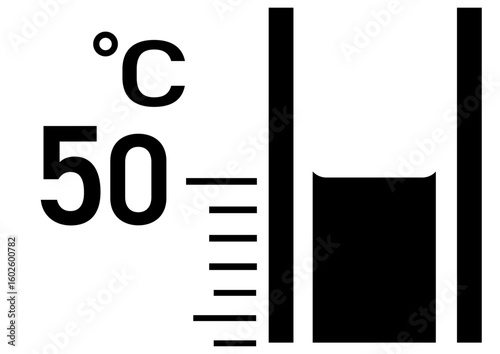 50℃を示す温度計のイラスト