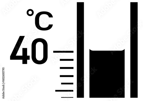 40℃を示す温度計のイラスト