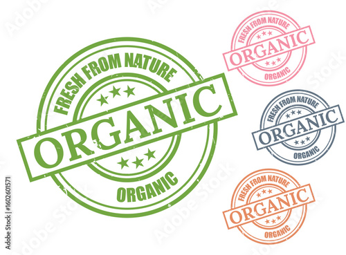 Fresh From Nature Organic Product Grunge Rubber Stamp Vector Set  