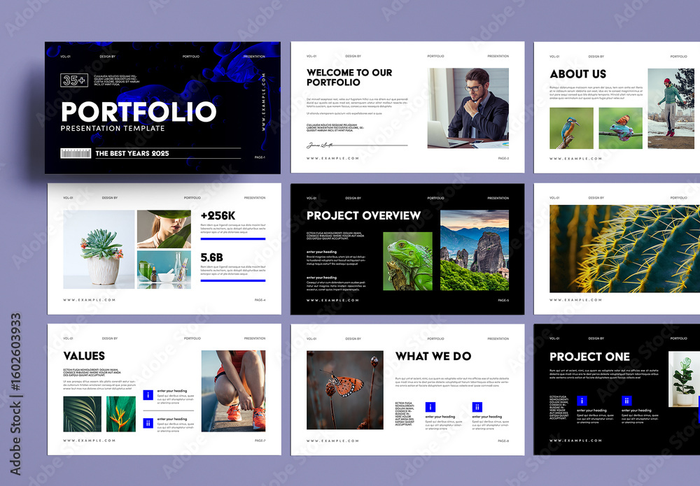 Podfolio Creative Portfolio Presentation Template with Bold Visual Layout Stock ...