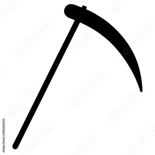 Simple black scythe tool farm equipment silhouette vector illustration