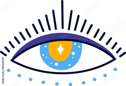 Colorful evil eye symbol offering protection and warding off negative energies, while attracting good luck with its vibrant design and enchanting mystical aura
