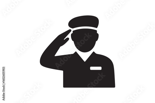 Military Salute icon silhouette vector with white background