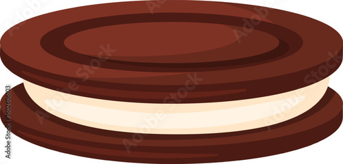 Chocolate sandwich cookie with cream filling isolated on white background representing a sweet treat, perfect for satisfying cravings and enjoying a moment of indulgence