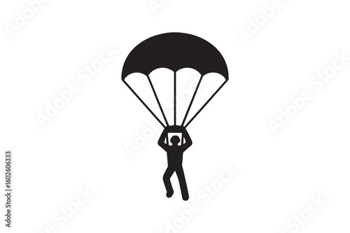 Parachute Trooper icon silhouette vector with white background