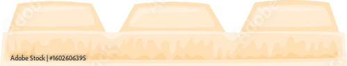 Three pieces of white chocolate candy with visible creamy filling, resting on a base and arranged in a seamless repeating pattern, offering a delightful and indulgent treat