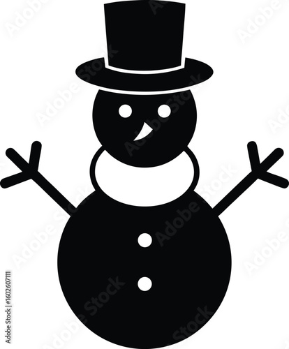 Festive snowman silhouette vector illustration winter holiday