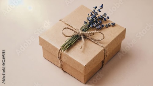 Lavender Gift Box with Rustic Ribbon