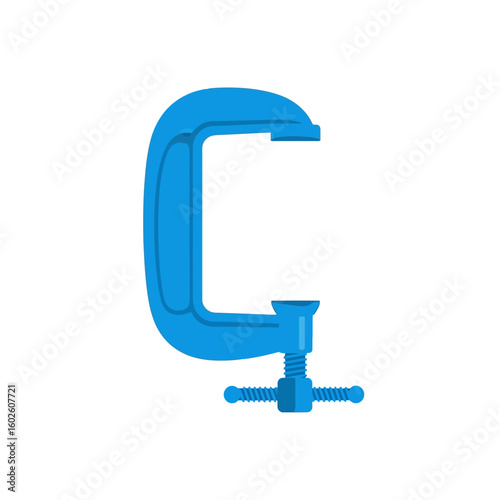 Blue C Clamp Illustration Tool for Holding Materials Tight and Secure