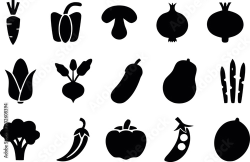 Collection of a Simple, Fresh Carrot, Pepper
