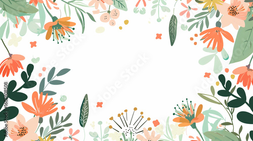 Wallpaper Mural pink orange green floral border frame background copy Torontodigital.ca