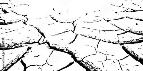 "Abstract grunge black and white cracked earth texture background, symbolizing extreme dryness and drought, Perfect for environmental themes, climate change, desert landscapes"