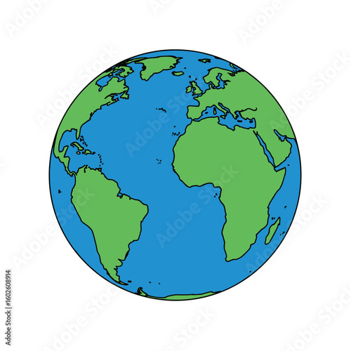 A colorful depiction of planet earth showing continents and oceans from space
