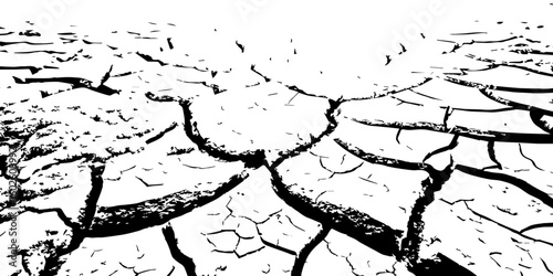 "Abstract grunge black and white cracked earth texture background, symbolizing extreme dryness and drought, Perfect for environmental themes, climate change, desert landscapes"