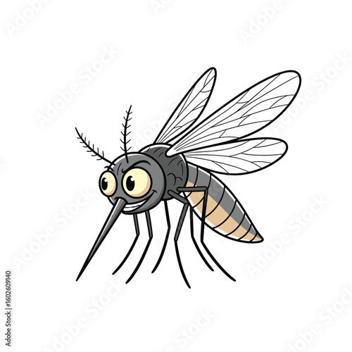 Cartoon mosquito illustration flying evil insect flying insect character design creative fun bug