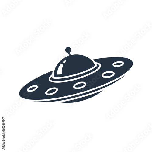 Flying saucer icon depicting extraterrestrial spacecraft technology and galactic exploration