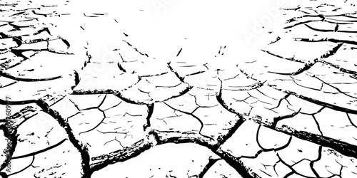 "Abstract grunge black and white cracked earth texture background, symbolizing extreme dryness and drought, Perfect for environmental themes, climate change, desert landscapes"