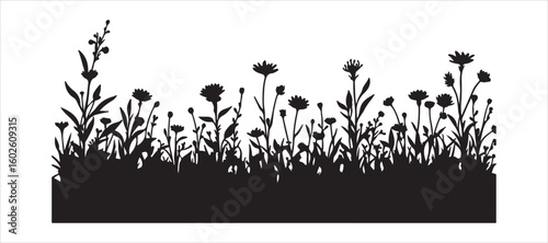A large collection of vector silhouettes featuring various plants