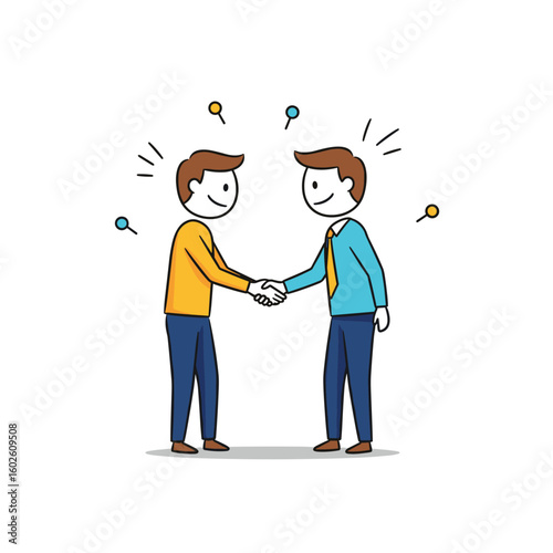 Two happy people shaking hands in agreement symbolizing a successful partnership and mutual respect