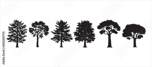A big set of vector silhouettes showcasing different types of plants

