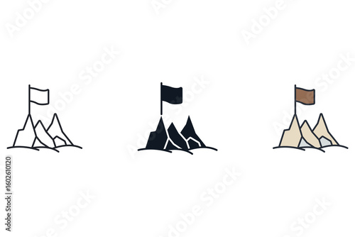 goal icons isolated on White Background. Flat style design