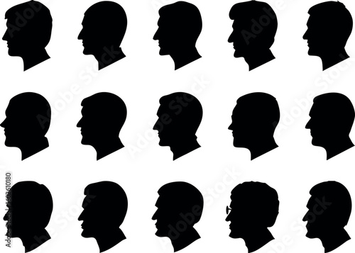Collection of Varied Human Head Silhouettes, Demonstrating Diversity and Individuality