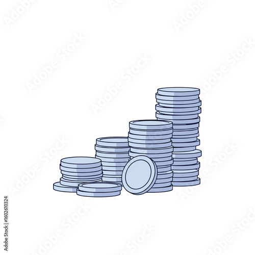 Digital currency financial growth investments and economic progress chart depicting rising stacks of coins representing wealth accumulation