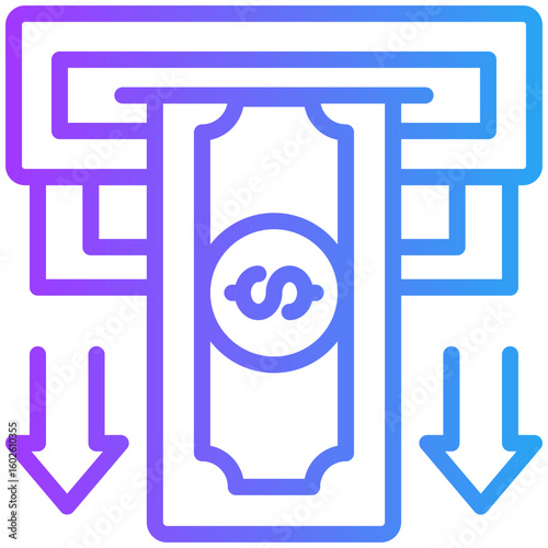 Cash withdrawal icon for digital nomad, website, application, printing, document, poster design, etc