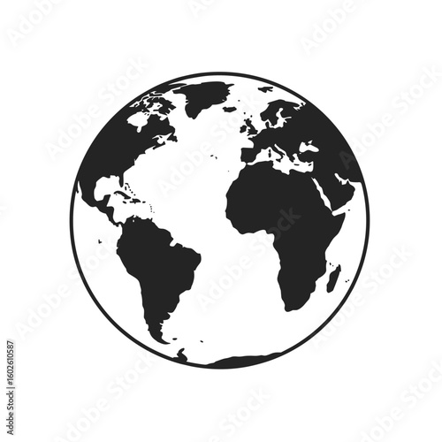 Global earth sphere representation of planet world continent landmass geography and oceans