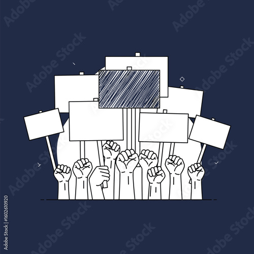 People holding signs at a demonstration or protest event