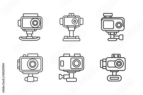 action cam mount icon line art vector illustration