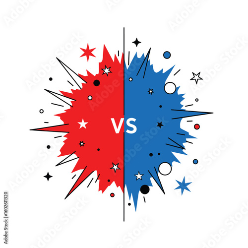 A visual representation of conflict or competition between two opposing forces