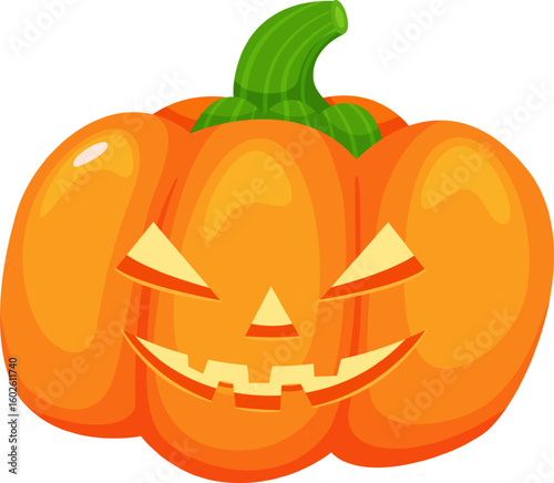 Halloween pumpkin with glowing eyes and toothy smile celebrating autumn holidays creating a spooky and festive atmosphere, perfect for halloween decorations and greeting cards