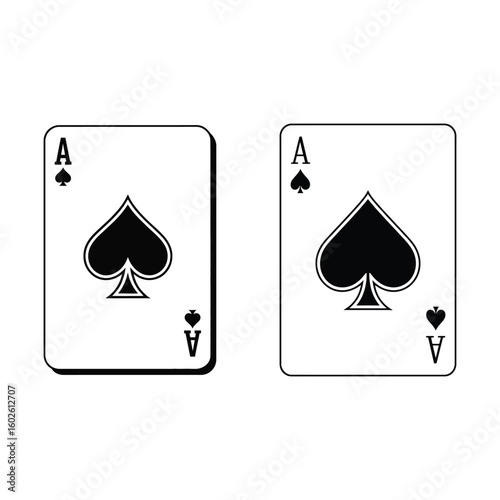 Vector art of two ace of spades playing cards isolated on white background