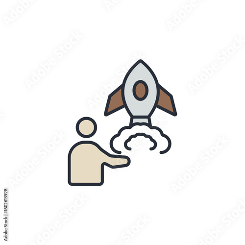 startup icons isolated on White Background. Flat style design