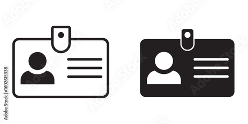 identity card icon outline collection or set in black and white