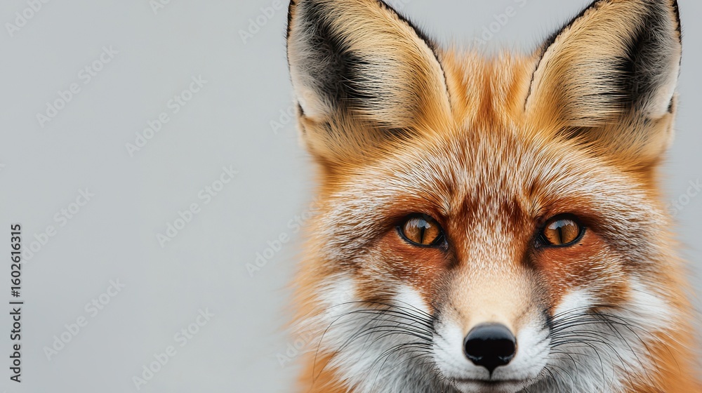Fototapeta premium Detailed shot of a fox's pointed ear twitching, fine fur, alert