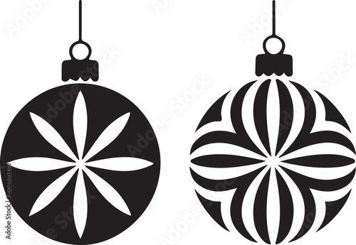 Set of Christmas balls and ornaments holiday decoration vector illustration. Christmas ball silhouette vector set. Christmas icon set