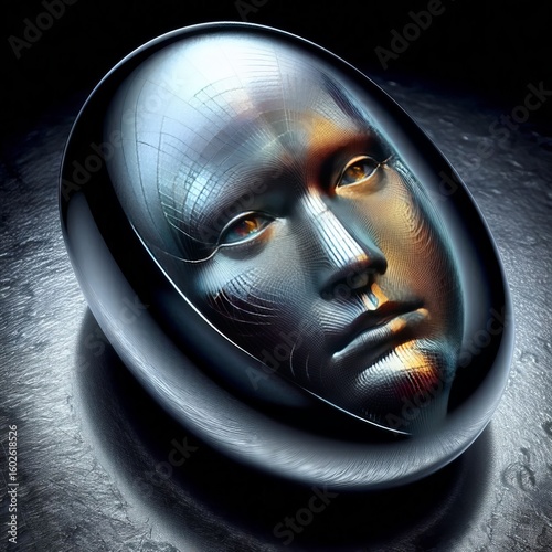 Polished rhodiumplated palladium reflects viewer’s face plus a
