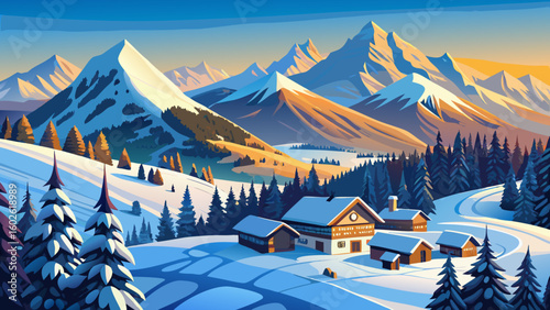 very Beautiful panorama Fichtel Mountains In Winter, Neubauer Forst-Nord, Germany