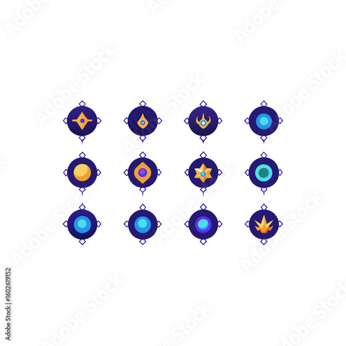 15 different arcane chain orb icons set on white b