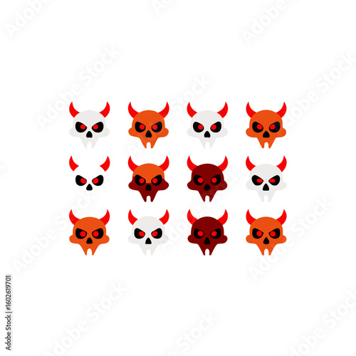 different cursed bone mask icons set 